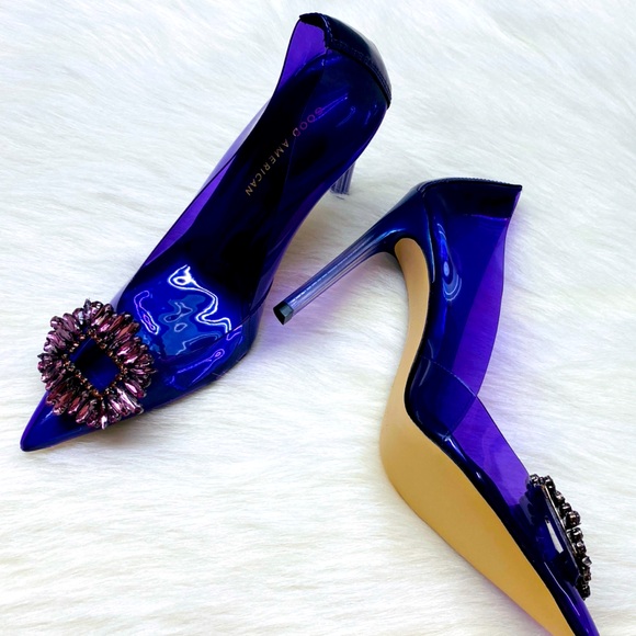 Good American Shoes - Good American Elegant Cinderella Purple Clear Pump Heels Size 7.5 New in box